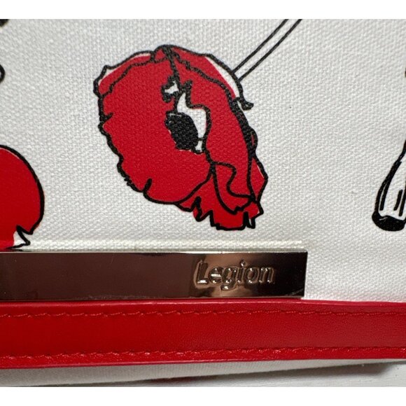 Legion Red & White Floral Wallet With Matching Key Holder Poppies 8 x 5" - Picture 3 of 16